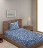 Blue Floral 280 TC Cotton Blend Single Bed Sized Bed Sheets With 1 Pillow Cover