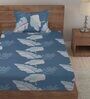 Blue Floral 280 TC Cotton Blend Single Bed Sized Bed Sheets With 1 Pillow Cover