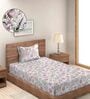 Multicolor Floral 280 TC Cotton Blend Single Bed Sized Fitted Bed Sheets With 1 Pillow Cover