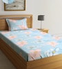 Multicolor Floral 280 TC Glace Cotton Fitted Single Bedsheet with 1 Pillow Cover
