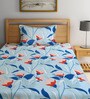 Multicolor Floral 280 TC Glazed Cotton Single Bedsheet with 1 Pillow Cover