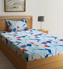 Multicolor Floral 280 TC Glazed Cotton Single Bedsheet with 1 Pillow Cover