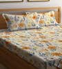 Multicolor Floral 300 TC Cotton Blend  Double Bedsheet with 2 Pillow covers