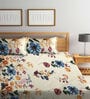 Multicolor Floral 300 TC Cotton Blend  Double Bedsheet with 2 Pillow covers