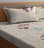 Multicolor Floral 300 TC Cotton Blend  Double Bedsheet with 2 Pillow covers