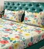 Multicolor Floral 300 TC Cotton Blend Double Bedsheet with 2 Pillow covers