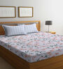 Multicolor Floral 300 TC Cotton Blend  Double Bedsheet with 2 Pillow covers