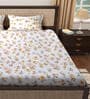 Multicolor Floral 300 TC Cotton Blend  Double Bedsheet with 2 Pillow covers