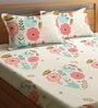 Multicolor Floral 300 TC Cotton Blend  Double Bedsheet with 2 Pillow covers