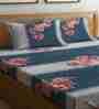 Grey Floral 300 Tc Cotton Blend King Sized Bed Sheets With 2 Pillow Covers