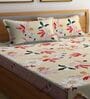 Multicolor Floral 300 TC Cotton Blend King Sized Bed Sheets with 2 Pillow Covers