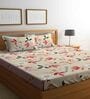 Multicolor Floral 300 TC Cotton Blend King Sized Bed Sheets with 2 Pillow Covers