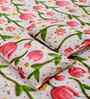 Red Floral 300 TC Cotton Blend 7D King Size Double Bedsheet with 2 Pillow Covers