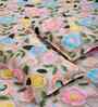 Pink Floral 300 TC Cotton Blend 7D King Size Double Bedsheet with 2 Pillow Covers