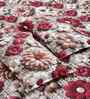 Maroon Floral 300 TC Cotton Blend 7D King Size Double Bedsheet with 2 Pillow Covers