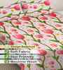 Red Floral 300 TC Cotton Blend 7D King Size Double Bedsheet with 2 Pillow Covers