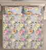 Grey Floral 300 TC Cotton Blend 7D King Size Double Bedsheet with 2 Pillow Covers
