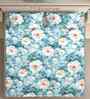 Blue Floral 300 TC Cotton Blend 7D King Size Double Bedsheet with 2 Pillow Covers