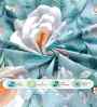Blue Floral 300 TC Cotton Blend 7D King Size Fitted Double Bedsheet with 2 Pillow Covers