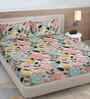 Multicolor Floral 300 TC Cotton Blend 7D King Size Fitted Double Bedsheet with 2 Pillow Covers