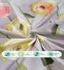 Grey Floral 300 TC Cotton Blend 7D King Size Fitted Double Bedsheet with 2 Pillow Covers