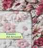 Maroon Floral 300 TC Cotton Blend 7D King Size Fitted Double Bedsheet with 2 Pillow Covers