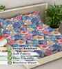Blue Floral 300 TC Cotton Blend 7D King Size Fitted Double Bedsheet with 2 Pillow Covers