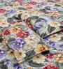 Green Floral 300 TC Cotton Blend 7D King Size Fitted Double Bedsheet with 2 Pillow Covers