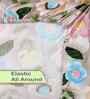 Multicolor Floral 300 TC Cotton Blend 7D King Size Fitted Double Bedsheet with 2 Pillow Covers