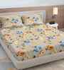 Multicolor Floral 300 TC Cotton Blend 7D King Size Fitted Double Bedsheet with 2 Pillow Covers