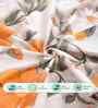 Orange Floral 300 TC Cotton Blend 7D King Size Fitted Double Bedsheet with 2 Pillow Covers