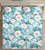 Blue Floral 300 TC Cotton Blend 7D King Size Fitted Double Bedsheet with 2 Pillow Covers
