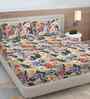 Green Floral 300 TC Cotton Blend 7D King Size Fitted Double Bedsheet with 2 Pillow Covers