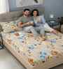 Multicolor Floral 300 TC Cotton Blend 7D King Size Fitted Double Bedsheet with 2 Pillow Covers