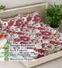 Maroon Floral 300 TC Cotton Blend 7D King Size Fitted Double Bedsheet with 2 Pillow Covers