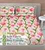 Multicolor Floral 300 TC Cotton Blend 7D King Size Fitted Double Bedsheet with 2 Pillow Covers