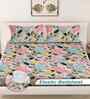 Multicolor Floral 300 TC Cotton Blend 7D King Size Fitted Double Bedsheet with 2 Pillow Covers