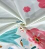 Blue Floral 300 Tc Cotton Blend Double King Sized Bedsheet With 2 Pillow Covers