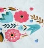 Blue Floral 300 Tc Cotton Blend Double King Sized Bedsheet With 2 Pillow Covers
