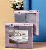 Blue Floral 300 Tc Cotton Blend Double King Sized Bedsheet With 2 Pillow Covers