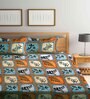 Multicolor Floral 300 TC Cotton Blend Double King Sized Bedsheet With 2 Pillow Covers