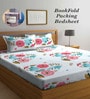 Blue Floral 300 Tc Cotton Blend Double King Sized Bedsheet With 2 Pillow Covers