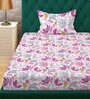 Multicolor Floral 300 TC Cotton Blend Fitted Single Bedsheet with Pillow Cover