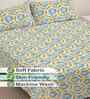 Grey Floral 300 TC Cotton Blend King Size Double Bedsheet with 2 Pillow Covers