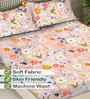 Multicolor Floral 300 TC Cotton Blend King Size Fitted Double Bedsheet with 2 Pillow Covers