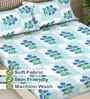 Multicolor Floral 300 TC Cotton Blend King Size Fitted Double Bedsheet with 2 Pillow Covers
