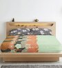 Multicolor Floral 300 TC Cotton Blend King Sized  Fitted Bedsheet With 2 Pillow Covers