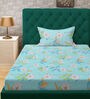 Multicolor Floral 300 TC Cotton Fitted Single Bedsheet with 1 Pillow Cover