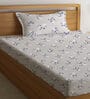 Multicolor Floral 300 TC Cotton Fitted Single Bedsheet with 1 Pillow Cover
