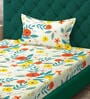 Multicolor Floral 300 TC Cotton Fitted Single Bedsheet with 1 Pillow Cover